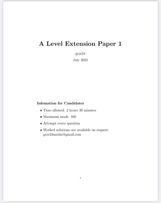 A LEVEL MATHS EXTENSION PAPER 1